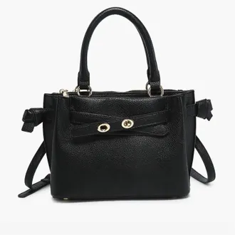 Jen & Co. Womens Dual Compartment Satchel With Twist-Lock Strap Bag In Black