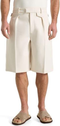Mani&egrave;re De Voir Auguste Tailored Twill Bermuda Shorts in Cream at Nordstrom, Size 32