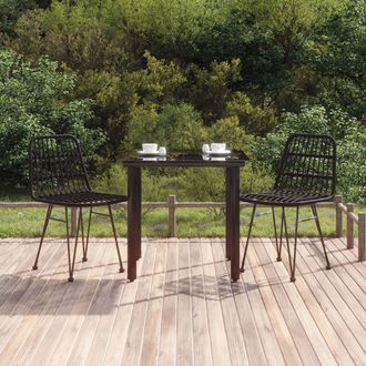 Berkfield Home 3 Piece Garden Dining Set Black Poly Rattan