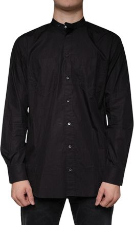 Dolce & Gabbana Black Cotton Button Down Men Casual Shirt