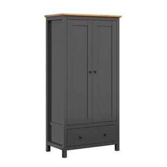 Petits Meubles Armario 2 puertas 1 caj&oacute;n paneles de mdf y melamina gris antracita
