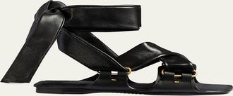 Khaite Boden Leather Lace-Up Sandals