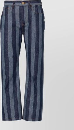 Fendi cotton striped cropped jeans