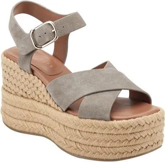 Marc Fisher Pasion Espadrille Ankle Strap Platform Wedge Sandal in Taupe at Nordstrom, Size 6.5