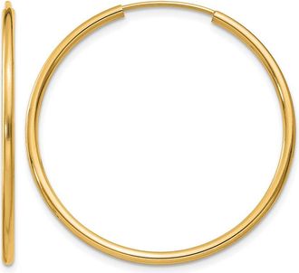 Diamond2Deal 14k Gold 1.50mm Polished Round Hoop Earrings 30 mm