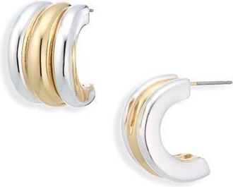 Cara Two-Tone Huggie Hoop Earrings in Gold/Silver at Nordstrom Rack