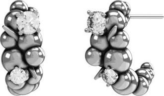 John Richmond Cirkelvormige oorbellen met kralen en diamanten - Dames - Oorbellen - Grijs - ONE Size - Accessoires