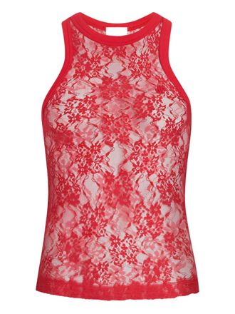 Patou lace jersey tank top - Red
