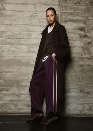 Mango Pantaloni maglia riga contrasto vino - Donna - XS - MANGO