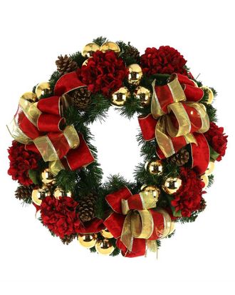 Creative Displays Inc. 26In Christmas Wreath With Hydrangeas & Ornaments