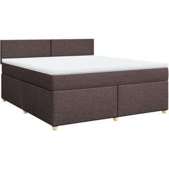 vidaXL Cama Box Spring Con Colch&oacute;n Tela Marr&oacute;n Oscuro 180x200 Cm Vidaxl
