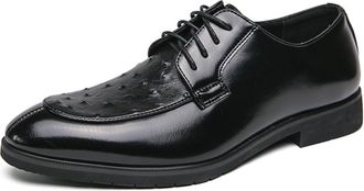 Generic Mens Print Leather Oxford Dress Shoes Classic Lace-Up Formal Shoes for Business Weddings and Casual Occasions (Black,8.5)
