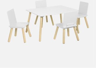 Sweeek Mesa Rectangular Infantil De Madera De Pino, 4 Asientos