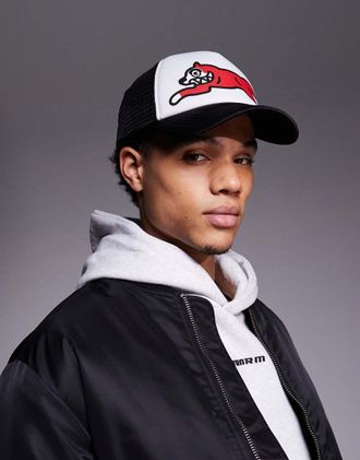 Icecream Cappellino trucker nero e bianco con logo running dog