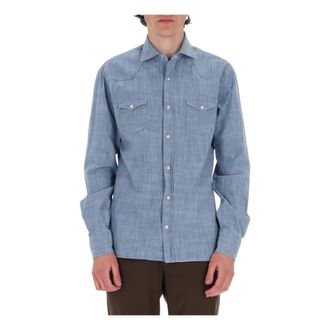 Barba Casual Shirts, male, Blue, Size: 2XL Camicia texas