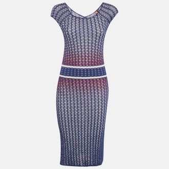 M Missoni Blue Ombre Textured Knit Midi Dress