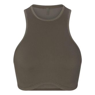 Nike (WMNS) Nike x SKIMS Ribbed Seamless Racer Front Bra Dusty Oakmoss BABRA9714W-DOD