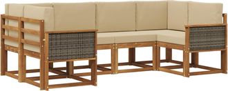 vidaXL Conjunto De Sof&aacute;s De Exterior 6 Uds. Natural Y Beige Vidaxl
