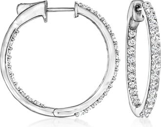 Ross-Simons Diamond Inside-Outside Hoop Earrings in Sterling Silver
