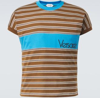 Versace Logo striped cotton T-shirt
