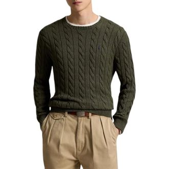 Ralph Lauren Jersey de cuello redondo de punto trenzado - Knitwear - Hombre - Verde - XL
