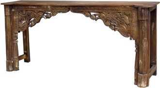 Wanderlust Deco Recibidor de madera acabado artesanal marrón 171x43x82h cm