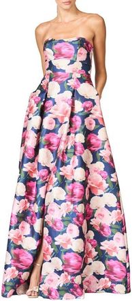 Sachin & Babi Giovanna Floral Strapless Gown in Peony Ikat at Nordstrom, Size 22W