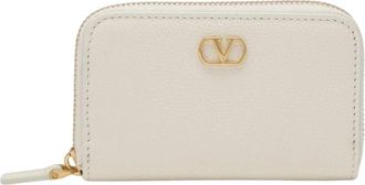 Valentino Garavani VLogo Leren Portemonnee met Rits - Dames - Portefeuilles - Wit - ONE Size - Leer - Accessoires