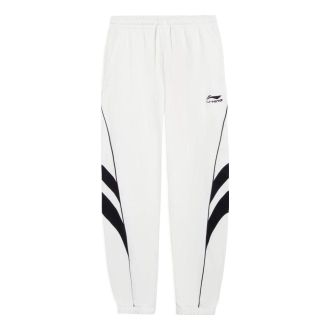 Li-Ning Color Block Graphic Sweatpants White Black AKLS975-4
