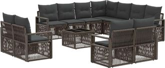 vidaXL Conjunto De Sof&aacute;s De Jard&iacute;n 12 Uds. Gris Rat&aacute;n Sint&eacute;tico Vidaxl