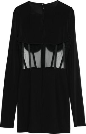 Nensi Dojaka Womens Dress With Sheer Tulle Corset Black Viscose