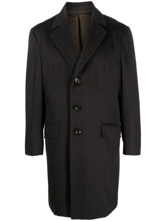 Kiton notched-lapels midi coat - men - Cashmere/Cupro - 46 - Grey