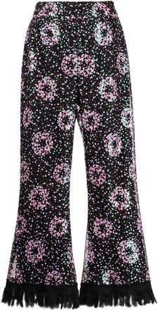 Anna Sui cropped sequin-embellished trousers - women - Polyester/Polyester - 2 - Black