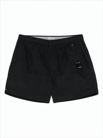 C.P. Company Minimalist Black Shorts With Elastic Waistband