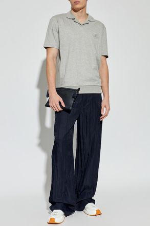 Giorgio Armani Polo With Embroidered Logo, Mens, Grey