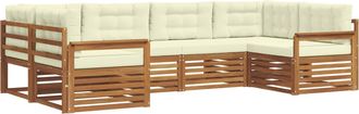 vidaXL Conjunto De Sof&aacute;s De Exterior 6 Uds. Natural Y Crema Vidaxl