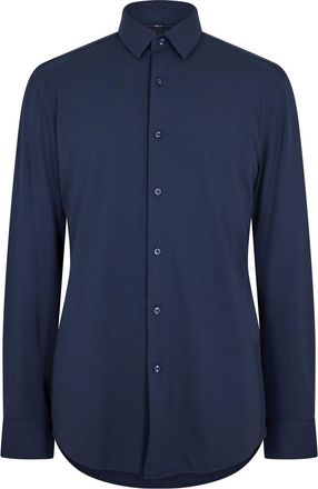HUGO BOSS Mens Point Collar Long Sleeve Oxford Shirt in Dark Blue - Size 16.5 inch