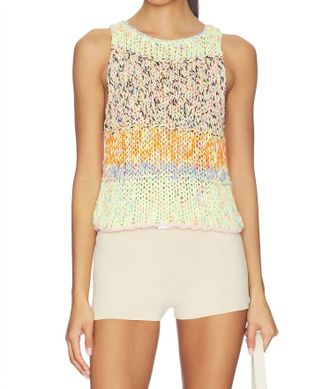 Free People Flea Market Knit Tank Top In Green Combo