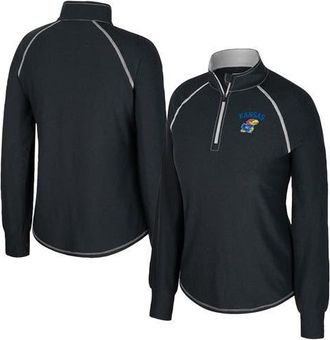 Colosseum Womens Colosseum Black Kansas Jayhawks Bikram Raglan Quarter-Zip Top at Nordstrom, Size Xx-Large
