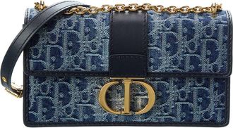 Dior 30 Montaigne Small Denim & Leather Shoulder Bag