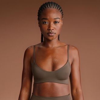 Nike Womens SKIMS Matte Micro-Scoop Bra in Brown | BRSPT5120-DSP