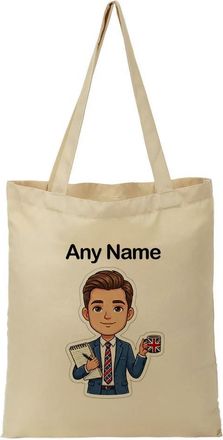Unigift Personalised Gift - Professional Business Man Tote Shopping Bag (Office Hero Design) Custom Name - Gentleman