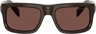 Prada 56mm Rectangular Sunglasses in Cigar /Black Chocolate at Nordstrom