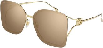 Gucci Vierkante Zonnebril - Dames - Zonnebrillen - Geel - 60 MM - Nylon - Accessoires