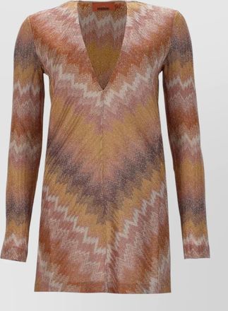 Missoni v neck chevron knit long sleeve dress