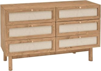 Deco Wood Cómoda de madera maciza y con seis cajones en tono envejecido 76x120cm