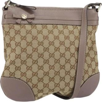 Gucci Pre-owned Canvas Cross Body Bag - Dames - Vintage Schoudertas - Beige - ONE Size - Vintage