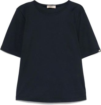 Herno Tops, Dames, Zwart, L, Katoen, Katoenen T-shirt met zijsplitten