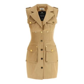 Elisabetta Franchi Dames, Jurken, Beige, Maat: XS Katoen