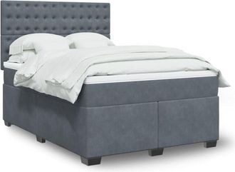 vidaXL Vidaxl - Cama Box Spring Con Colch&oacute;n Terciopelo Gris Oscuro 160x200 Cm